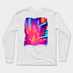 Cool Japanese Neon City Long Sleeve T-Shirt